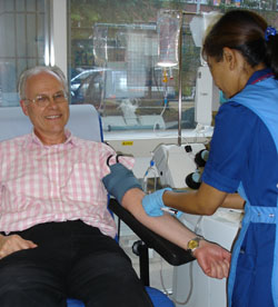 Quantify's David Lusty donating blood platelets